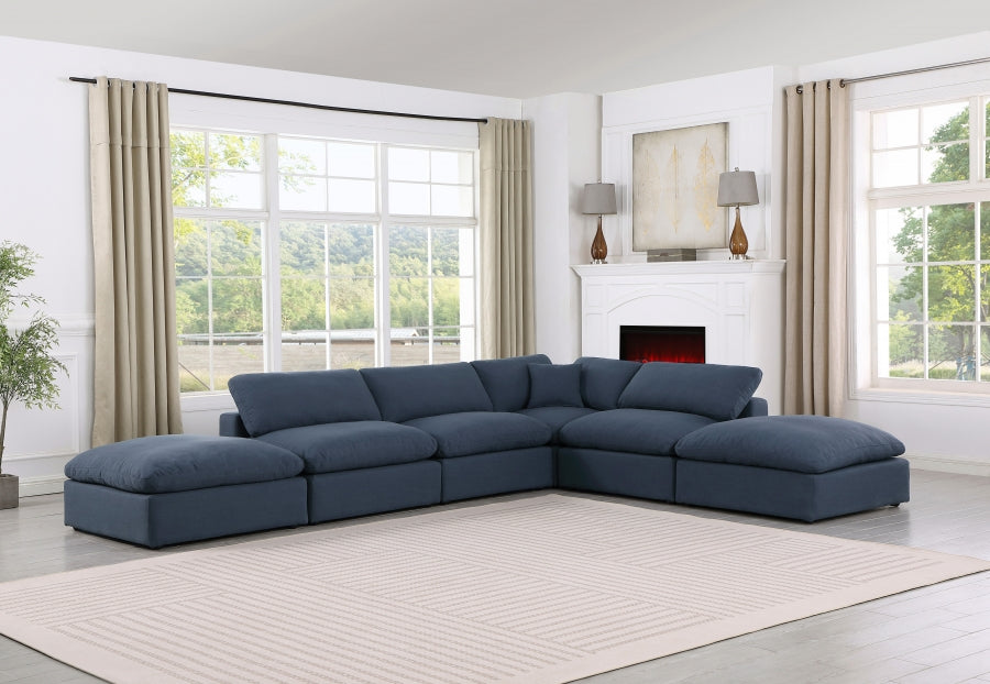 Comfy Linen Textured Fabric Sectional Blue from Meridian - Luna Furniture