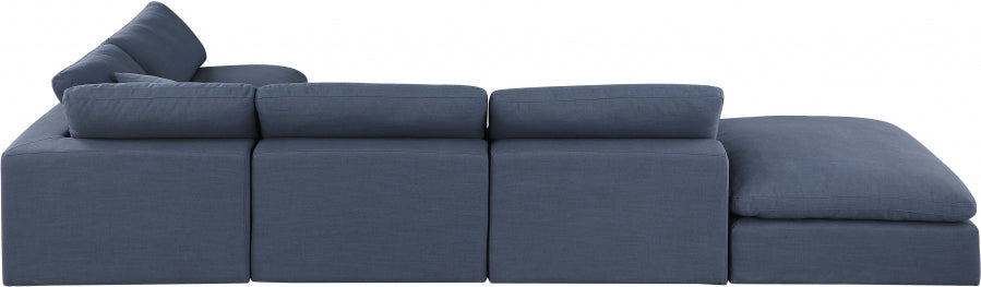 Comfy Linen Textured Fabric Sectional Blue from Meridian - Luna Furniture