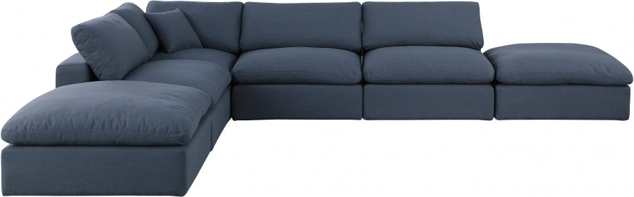 Comfy Linen Textured Fabric Sectional Blue from Meridian - Luna Furniture