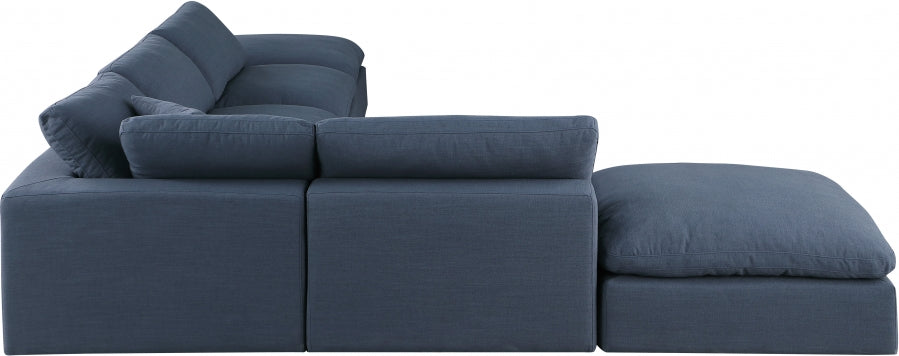 Comfy Linen Textured Fabric Sectional Blue from Meridian - Luna Furniture