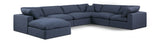 Comfy Linen Textured Fabric Sectional Blue from Meridian - Luna Furniture