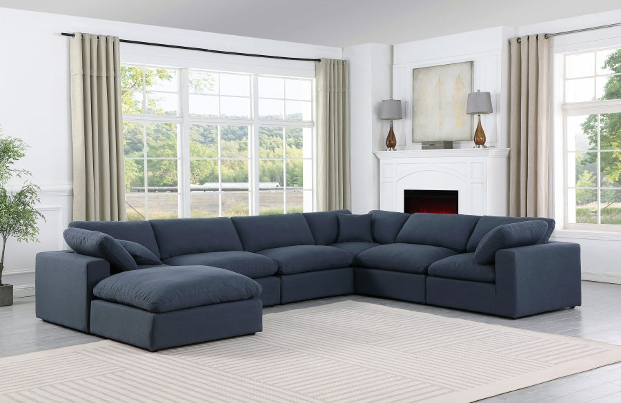 Comfy Linen Textured Fabric Sectional Blue from Meridian - Luna Furniture