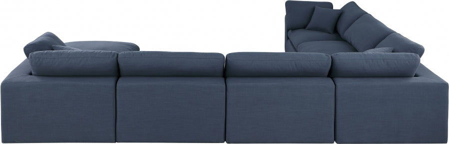 Comfy Linen Textured Fabric Sectional Blue from Meridian - Luna Furniture