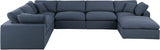 Comfy Linen Textured Fabric Sectional Blue from Meridian - Luna Furniture