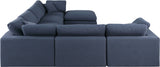 Comfy Linen Textured Fabric Sectional Blue from Meridian - Luna Furniture