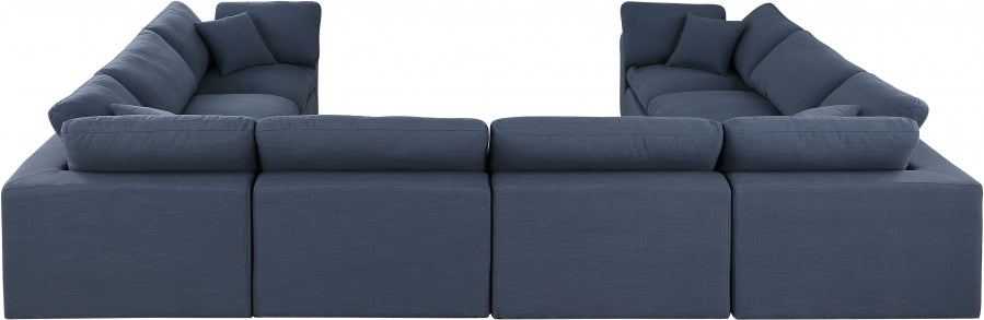 Comfy Linen Textured Fabric Sectional Blue from Meridian - Luna Furniture