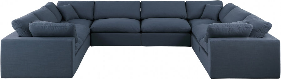 Comfy Linen Textured Fabric Sectional Blue from Meridian - Luna Furniture