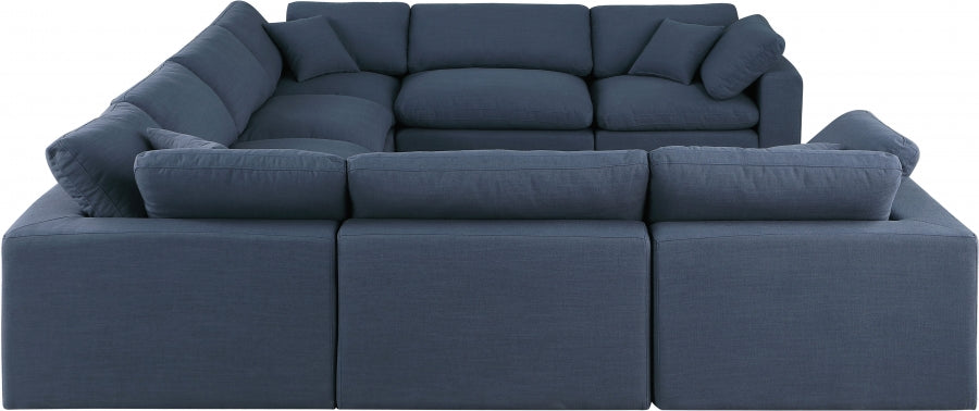 Comfy Linen Textured Fabric Sectional Blue from Meridian - Luna Furniture