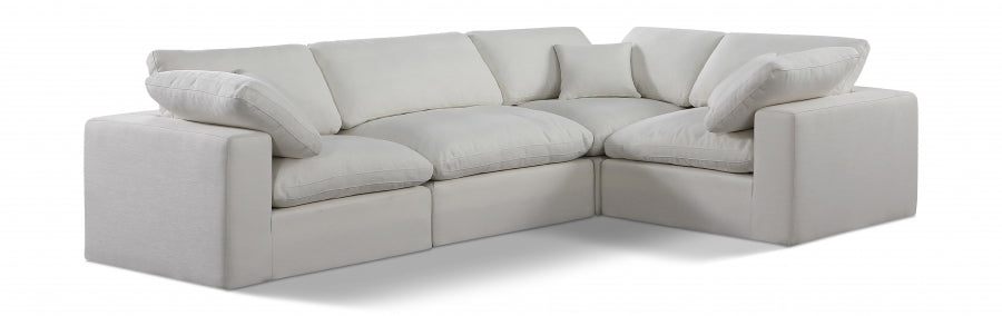 Comfy Linen Textured Fabric Sectional Cream from Meridian - Luna Furniture