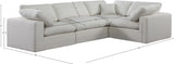 Comfy Linen Textured Fabric Sectional Cream from Meridian - Luna Furniture