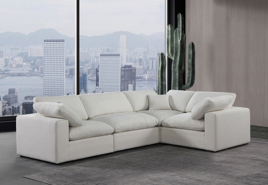 Comfy Linen Textured Fabric Sectional Cream from Meridian - Luna Furniture