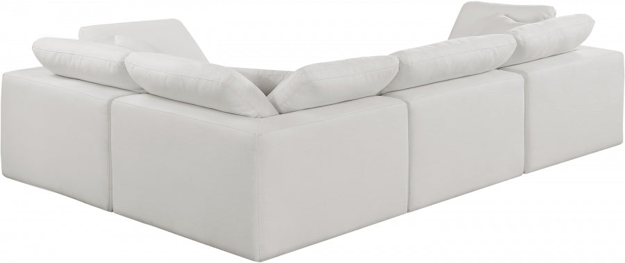 Comfy Linen Textured Fabric Sectional Cream from Meridian - Luna Furniture