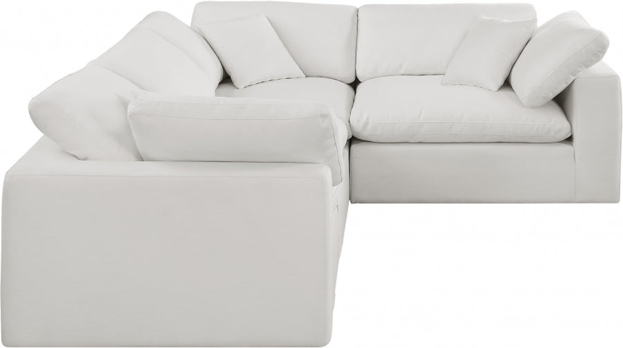 Comfy Linen Textured Fabric Sectional Cream from Meridian - Luna Furniture