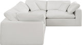 Comfy Linen Textured Fabric Sectional Cream from Meridian - Luna Furniture