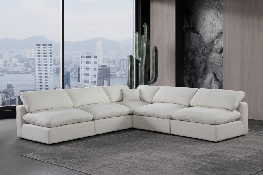 Comfy Linen Textured Fabric Sectional Cream from Meridian - Luna Furniture