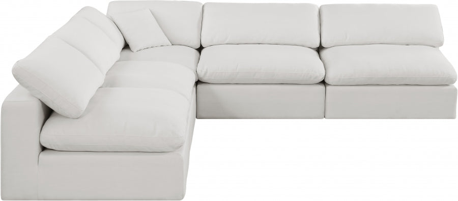 Comfy Linen Textured Fabric Sectional Cream from Meridian - Luna Furniture