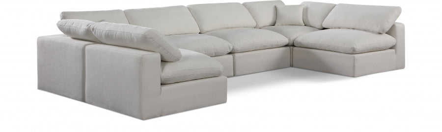 Comfy Linen Textured Fabric Sectional Cream from Meridian - Luna Furniture