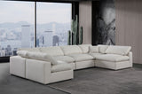 Comfy Linen Textured Fabric Sectional Cream from Meridian - Luna Furniture