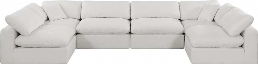 Comfy Linen Textured Fabric Sectional Cream from Meridian - Luna Furniture