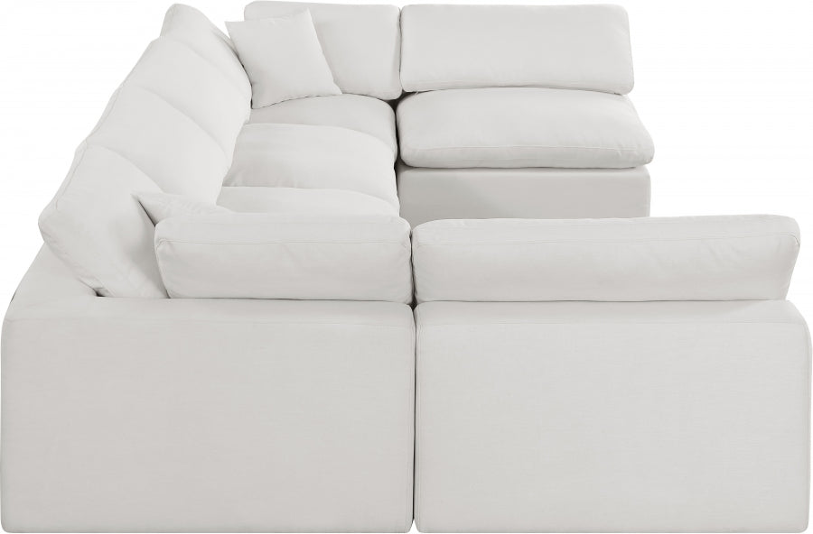 Comfy Linen Textured Fabric Sectional Cream from Meridian - Luna Furniture