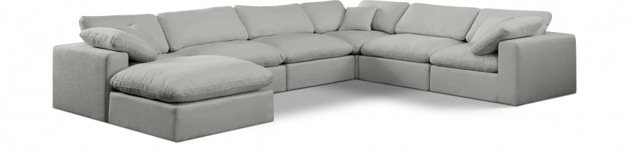 Comfy Linen Textured Fabric Sectional Grey from Meridian - Luna Furniture