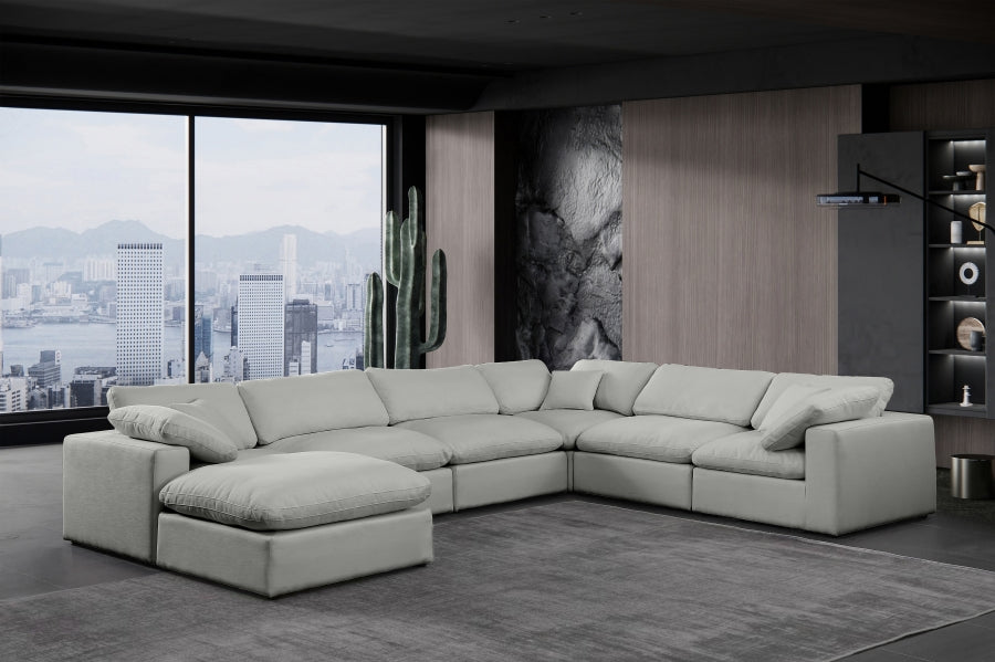 Comfy Linen Textured Fabric Sectional Grey from Meridian - Luna Furniture