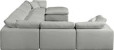 Comfy Linen Textured Fabric Sectional Grey from Meridian - Luna Furniture