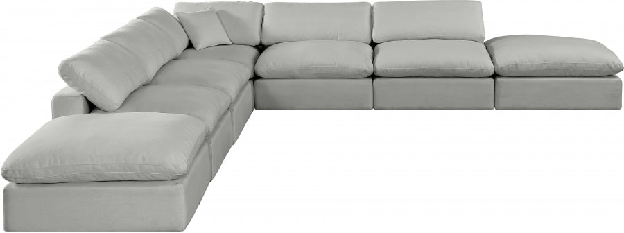 Comfy Linen Textured Fabric Sectional Grey from Meridian - Luna Furniture