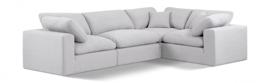 Comfy Linen Textured Fabric Sectional White from Meridian - Luna Furniture