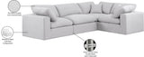 Comfy Linen Textured Fabric Sectional White from Meridian - Luna Furniture