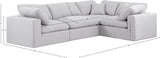 Comfy Linen Textured Fabric Sectional White from Meridian - Luna Furniture