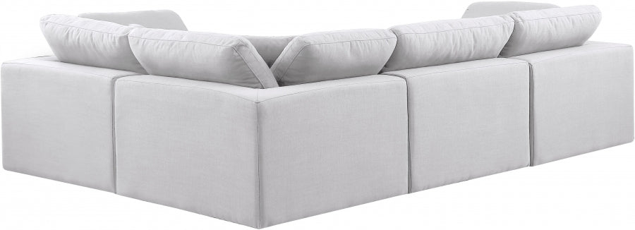 Comfy Linen Textured Fabric Sectional White from Meridian - Luna Furniture