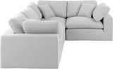 Comfy Linen Textured Fabric Sectional White from Meridian - Luna Furniture