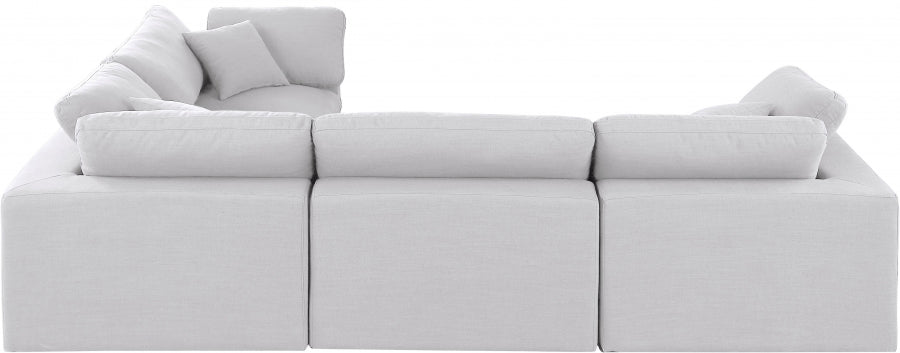 Comfy Linen Textured Fabric Sectional White from Meridian - Luna Furniture