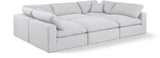 Comfy Linen Textured Fabric Sectional White from Meridian - Luna Furniture