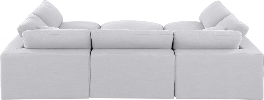 Comfy Linen Textured Fabric Sectional White from Meridian - Luna Furniture