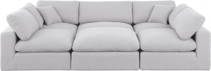 Comfy Linen Textured Fabric Sectional White from Meridian - Luna Furniture