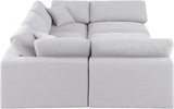 Comfy Linen Textured Fabric Sectional White from Meridian - Luna Furniture