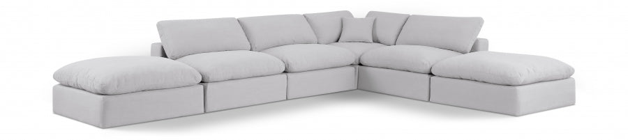 Comfy Linen Textured Fabric Sectional White from Meridian - Luna Furniture