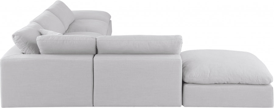 Comfy Linen Textured Fabric Sectional White from Meridian - Luna Furniture