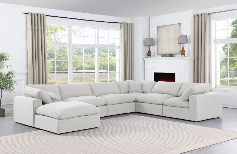 Comfy Linen Textured Fabric Sectional White from Meridian - Luna Furniture