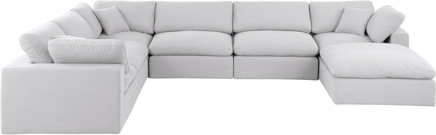 Comfy Linen Textured Fabric Sectional White from Meridian - Luna Furniture