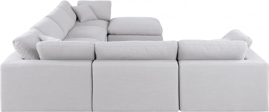 Comfy Linen Textured Fabric Sectional White from Meridian - Luna Furniture