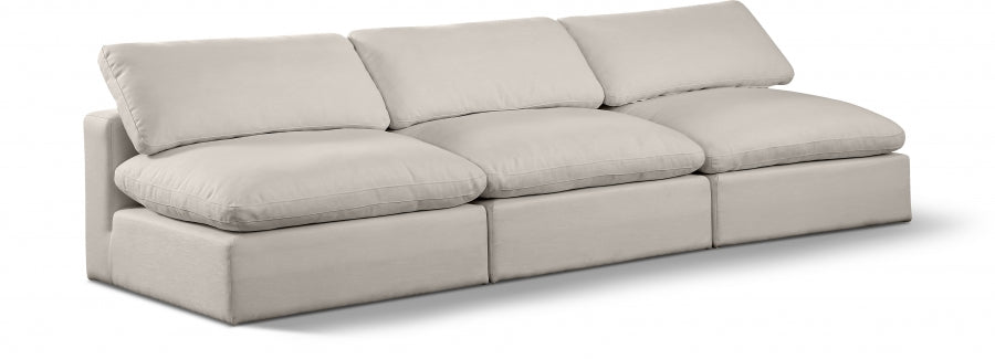 Comfy Linen Textured Fabric Sofa Beige from Meridian - Luna Furniture