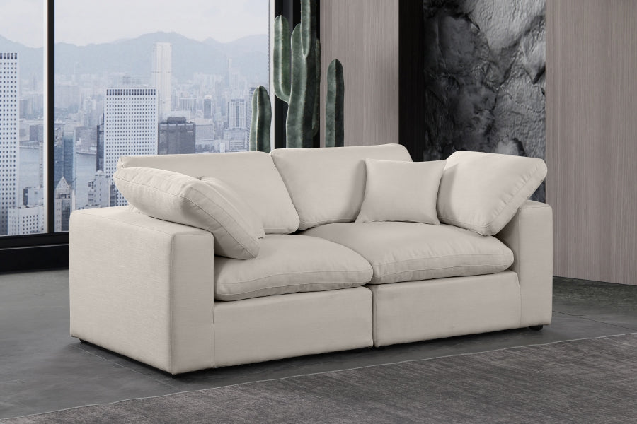 Comfy Linen Textured Fabric Sofa Beige from Meridian - Luna Furniture