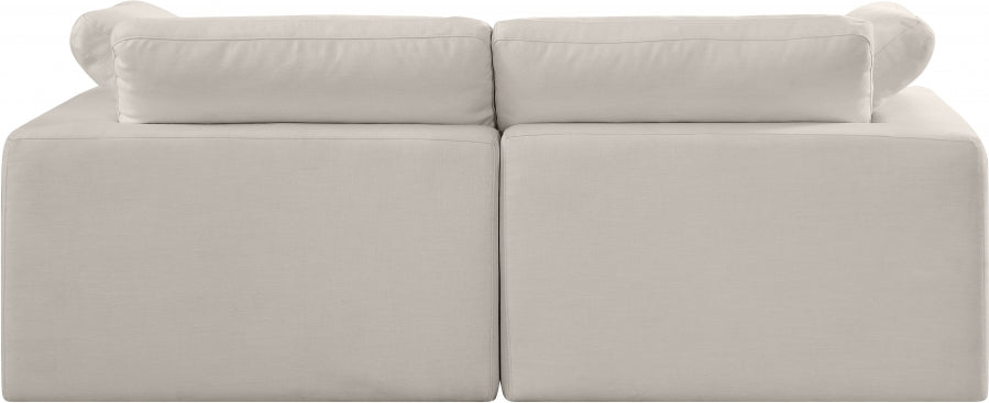 Comfy Linen Textured Fabric Sofa Beige from Meridian - Luna Furniture