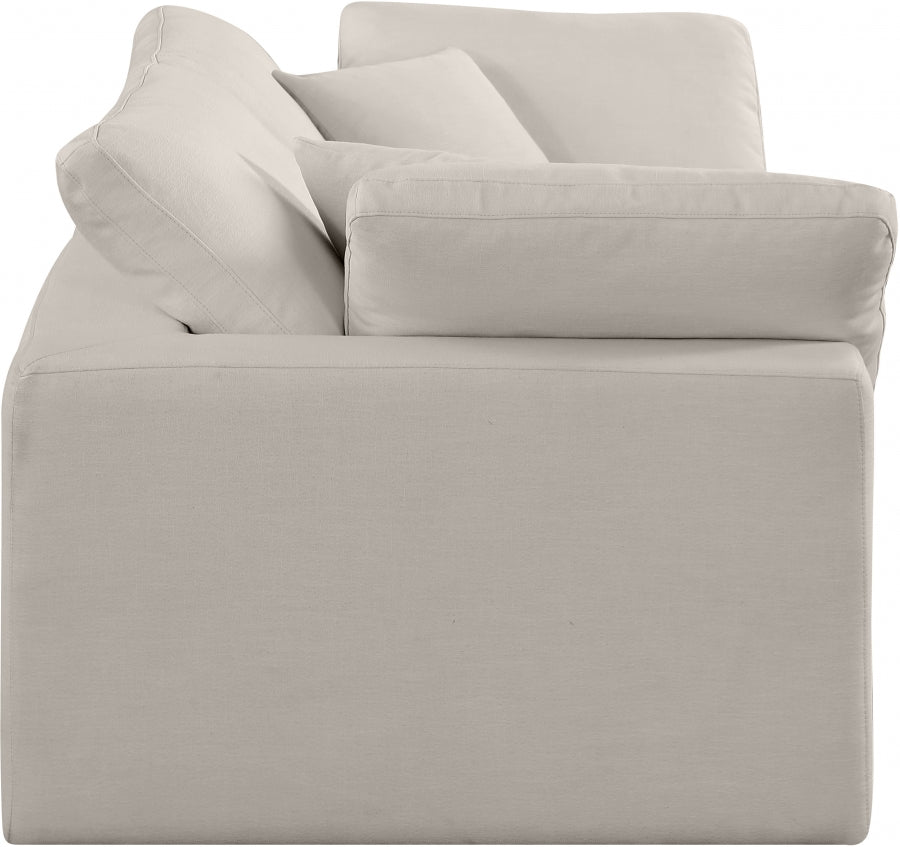 Comfy Linen Textured Fabric Sofa Beige from Meridian - Luna Furniture