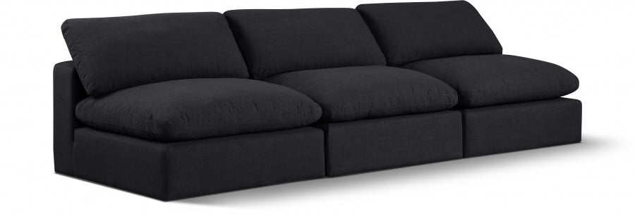 Comfy Linen Textured Fabric Sofa Black from Meridian - Luna Furniture