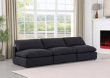 Comfy Linen Textured Fabric Sofa Black from Meridian - Luna Furniture