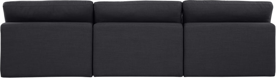 Comfy Linen Textured Fabric Sofa Black from Meridian - Luna Furniture